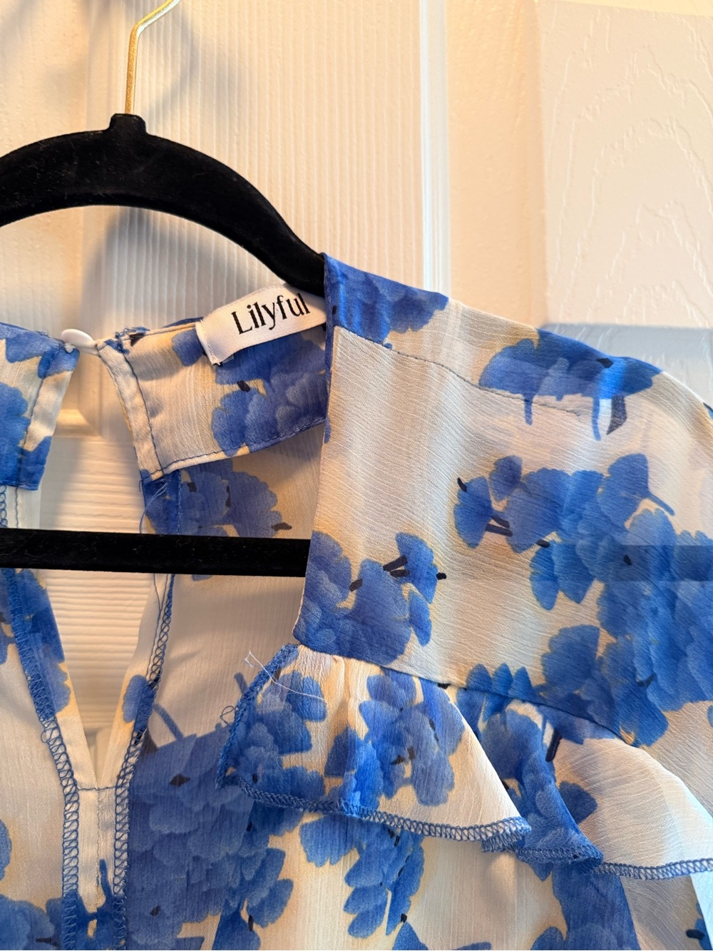 Blue Floral Ruffle Romper - Picture 4 of 4